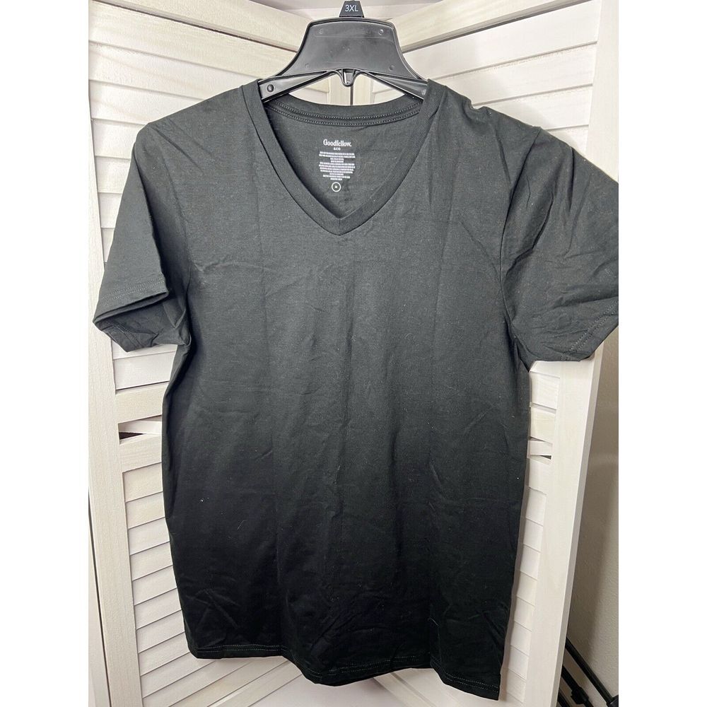 3 Goodfellow Men's Black V-Neck Short Sleeve T-shirts NWOT Standard Size Medium